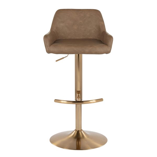 Daniella Gold and Espresso Contemporary Adjustable Barstool Set of 2 7