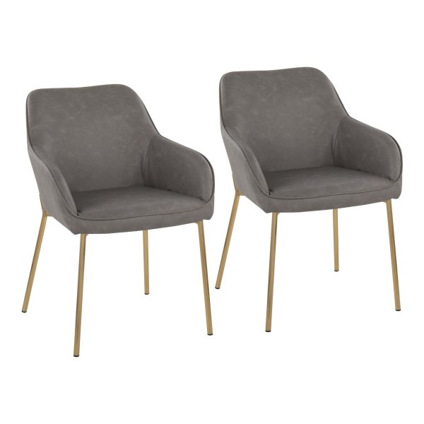 Daniella Gold and Grey Contemporary Dining Chairs Set of 2 1