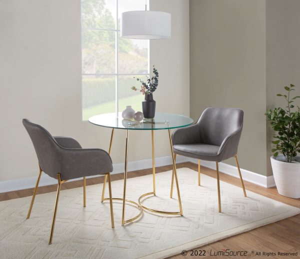Daniella Gold and Grey Contemporary Dining Chairs Set of 2