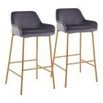 Daniella Gold and Silver Velvet Contemporary Bar Stools (Set of 2) 11 Daniella Gold and Silver Velvet Contemporary Bar Stools (Set of 2)