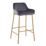 Daniella Gold and Silver Velvet Contemporary Bar Stools (Set of 2) 12 Daniella Gold and Silver Velvet Contemporary Bar Stools (Set of 2)