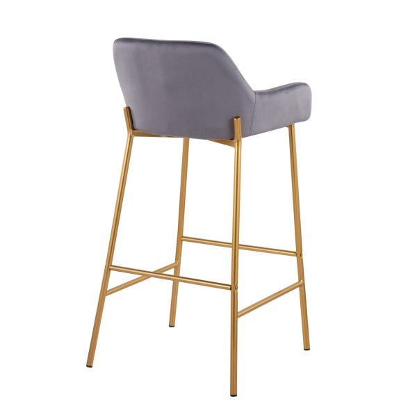 Daniella Gold and Silver Velvet Contemporary Bar Stools Set of 2 4