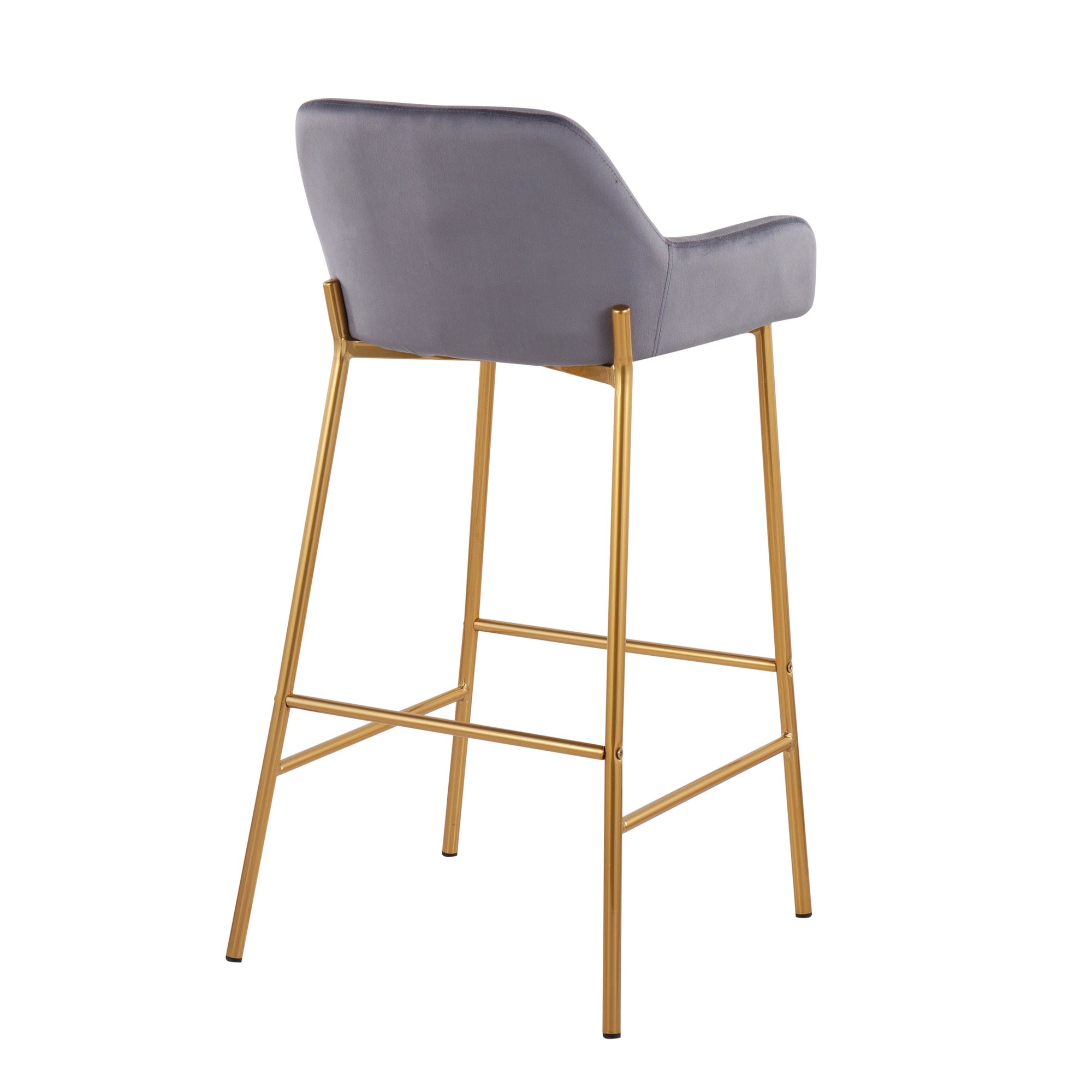 Daniella Gold and Silver Velvet Contemporary Bar Stools (Set of 2) 5 Daniella Gold and Silver Velvet Contemporary Bar Stools (Set of 2) - Image 5
