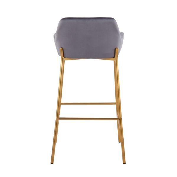 Daniella Gold and Silver Velvet Contemporary Bar Stools Set of 2 5