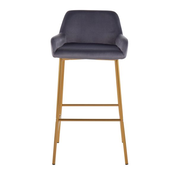 Daniella Gold and Silver Velvet Contemporary Bar Stools Set of 2 6
