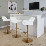 Daniella Gold and White Contemporary Adjustable Swivel Barstool (Set of 2) 11 Daniella Gold and White Contemporary Adjustable Swivel Barstool (Set of 2)