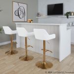 Daniella Gold and White Contemporary Adjustable Swivel Barstool (Set of 2) 10 Daniella Gold and White Contemporary Adjustable Swivel Barstool (Set of 2)