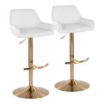 Daniella Gold and White Contemporary Adjustable Swivel Barstool (Set of 2) 12 Daniella Gold and White Contemporary Adjustable Swivel Barstool (Set of 2)