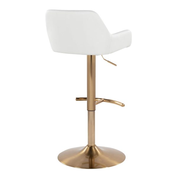 Daniella Gold and White Contemporary Adjustable Swivel Barstool Set of 2 5