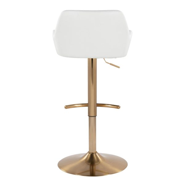 Daniella Gold and White Contemporary Adjustable Swivel Barstool Set of 2 6