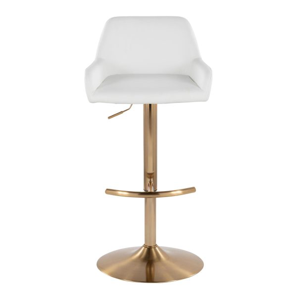 Daniella Gold and White Contemporary Adjustable Swivel Barstool Set of 2 7