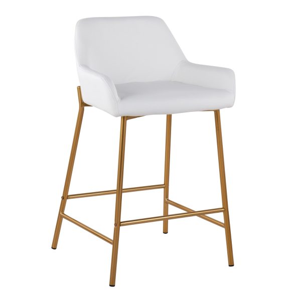 Daniella Gold and White Contemporary Counter Stools Set of 2 3