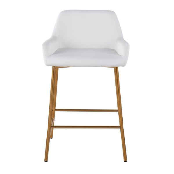 Daniella Gold and White Contemporary Counter Stools Set of 2 7