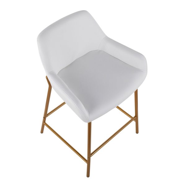 Daniella Gold and White Contemporary Counter Stools Set of 2 8