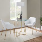 Daniella Gold and White Contemporary Dining Chairs (Set of 2)