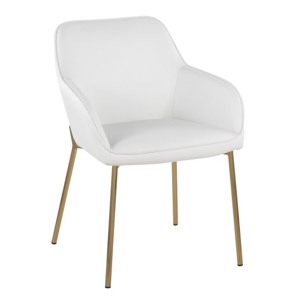 Daniella Gold and White Contemporary Dining Chairs Set of 2 2