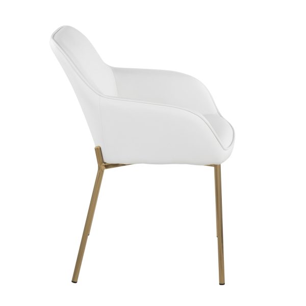 Daniella Gold and White Contemporary Dining Chairs Set of 2 3