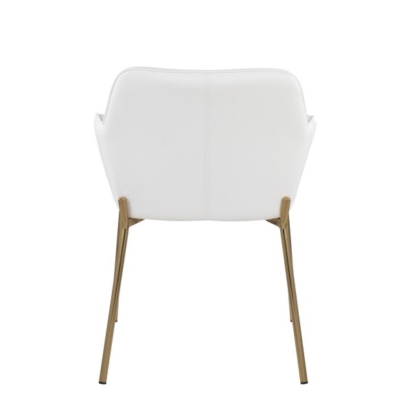 Daniella Gold and White Contemporary Dining Chairs Set of 2 5