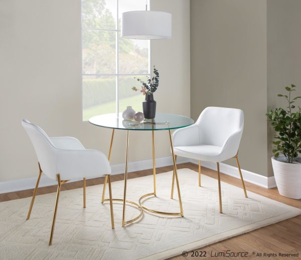 Daniella Gold and White Contemporary Dining Chairs Set of 2