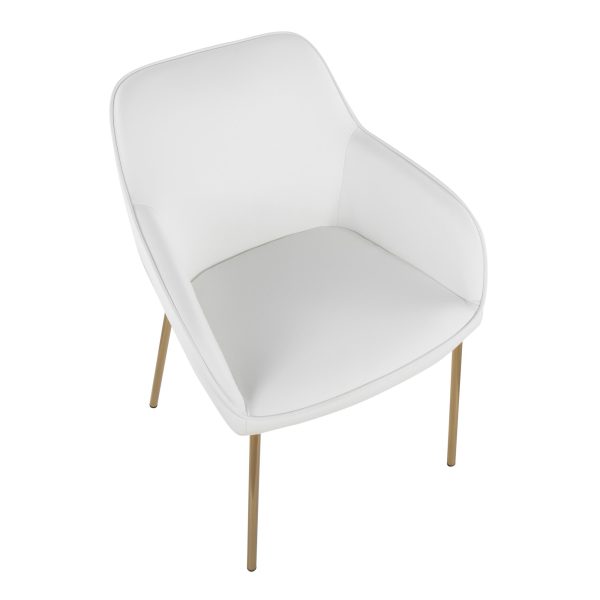 Daniella Gold and White Contemporary Dining Chairs Set of 2 7