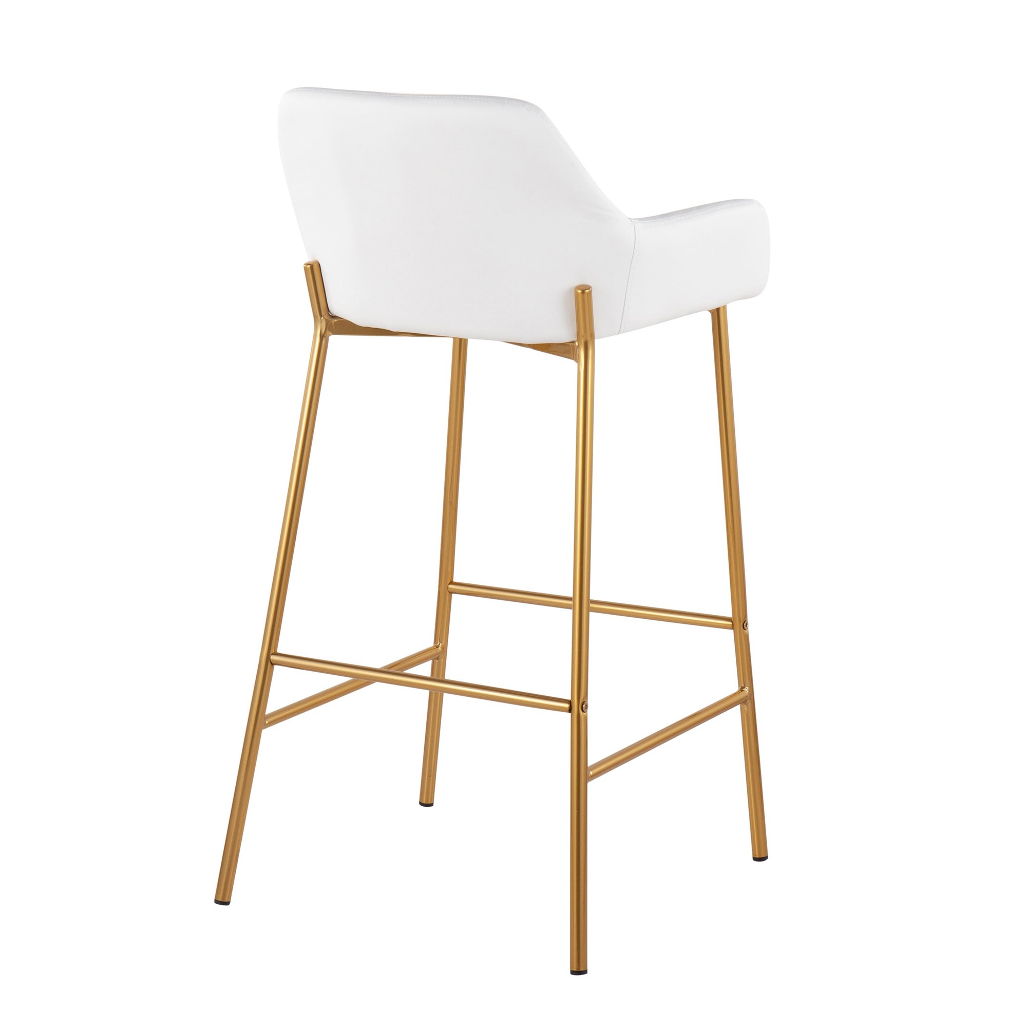 Daniella Gold and White Faux Leather Bar Stools (Set of 2) 5 Daniella Gold and White Faux Leather Bar Stools (Set of 2) - Image 5