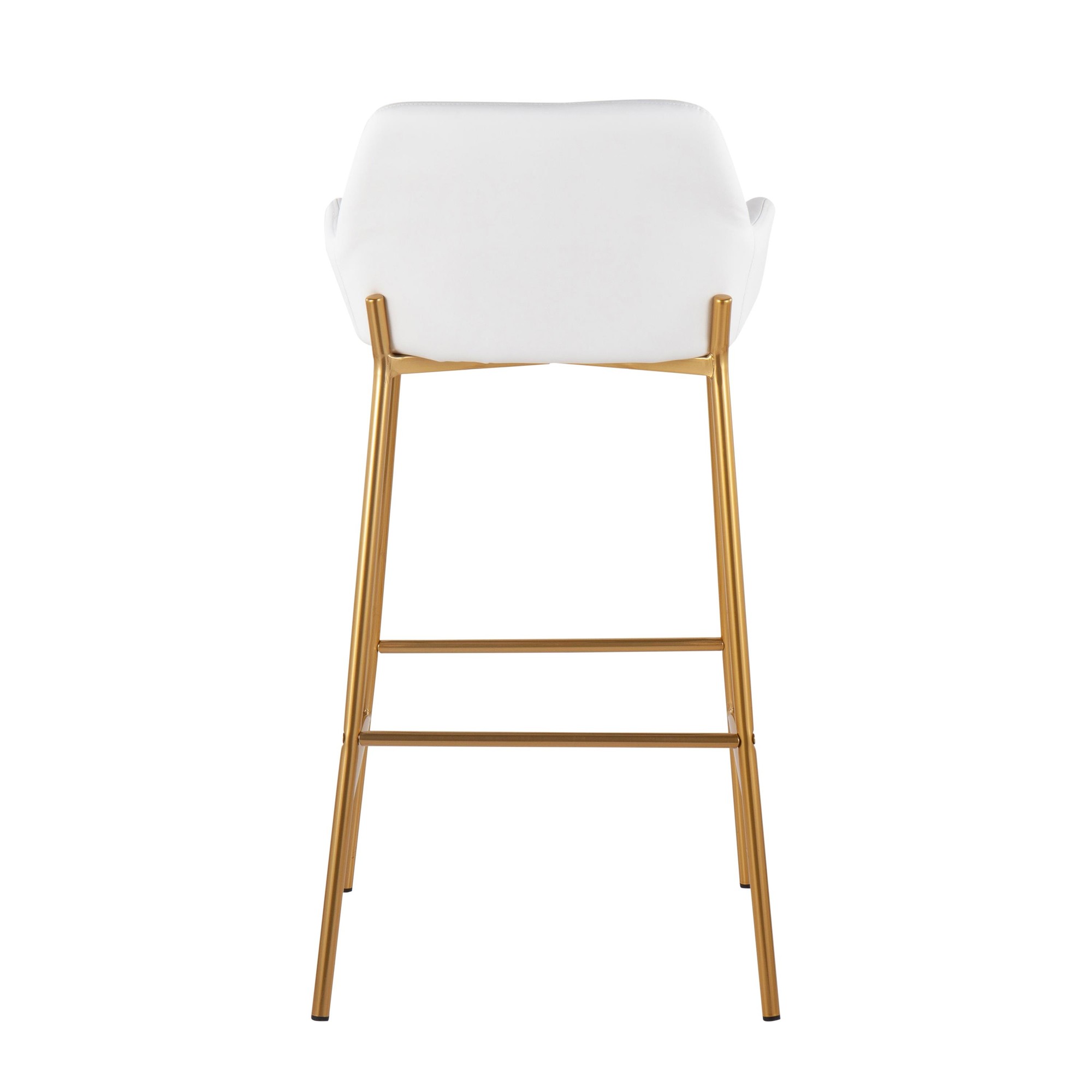 Daniella Gold and White Faux Leather Bar Stools (Set of 2) 6 Daniella Gold and White Faux Leather Bar Stools (Set of 2) - Image 6