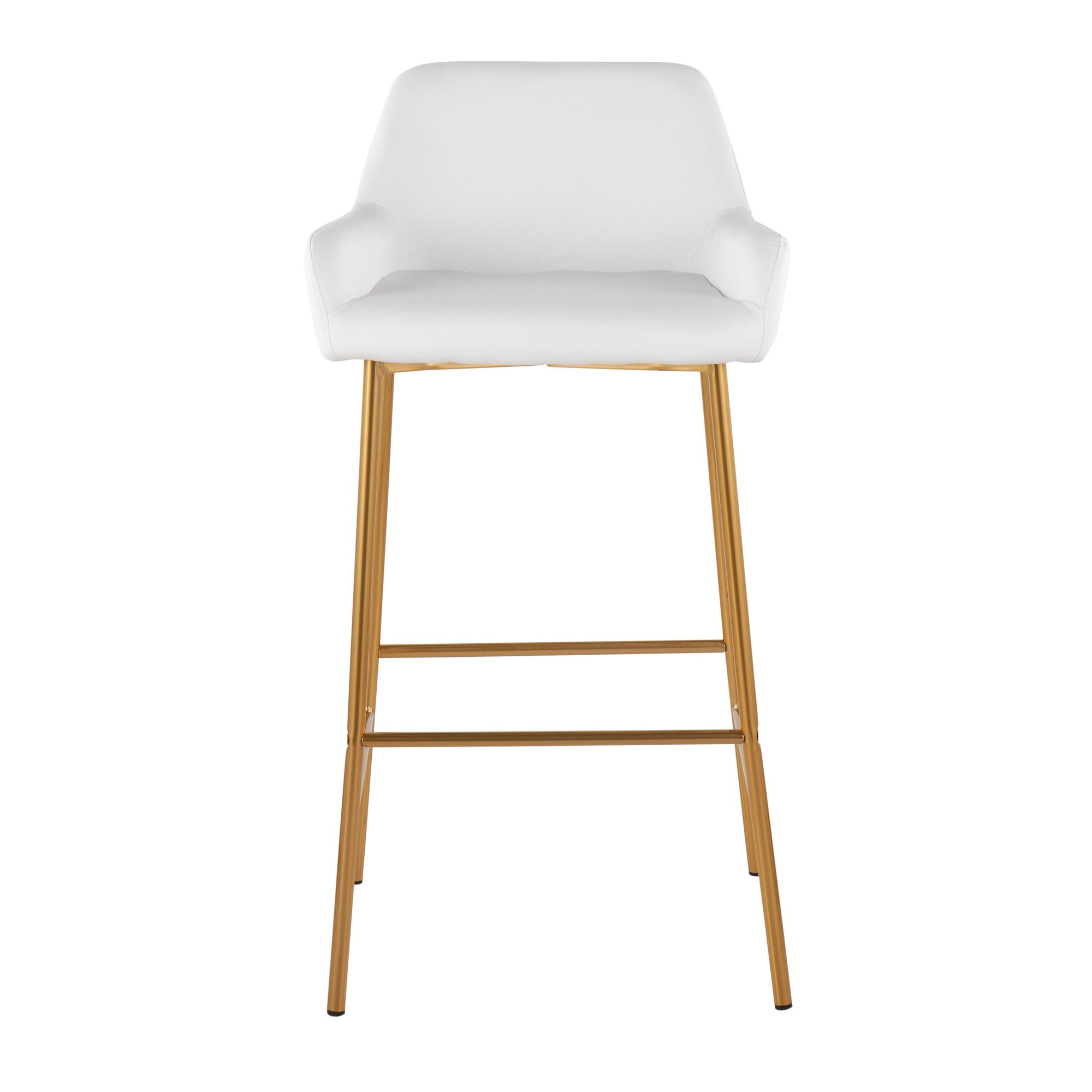 Daniella Gold and White Faux Leather Bar Stools (Set of 2) 7 Daniella Gold and White Faux Leather Bar Stools (Set of 2) - Image 7
