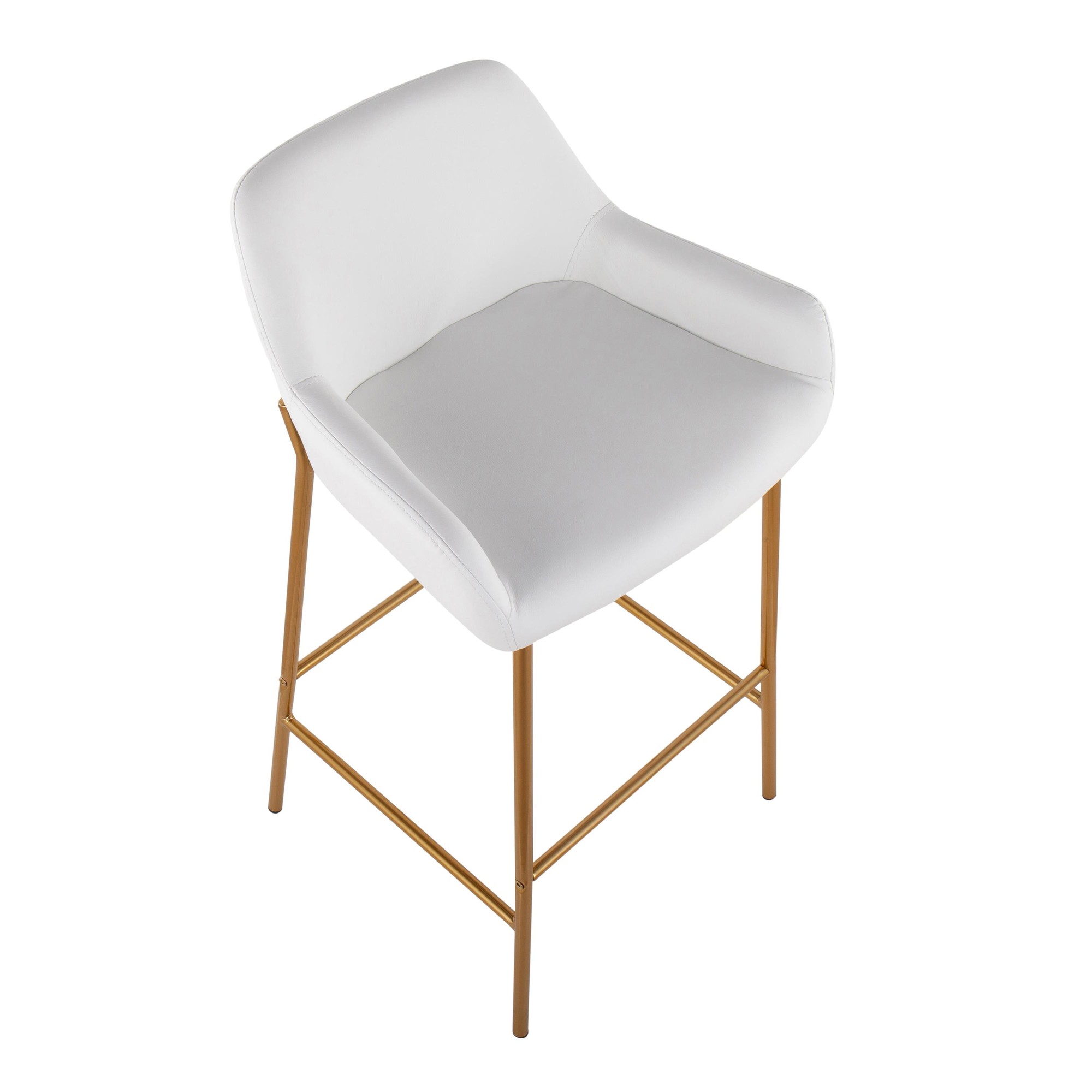 Daniella Gold and White Faux Leather Bar Stools (Set of 2) 8 Daniella Gold and White Faux Leather Bar Stools (Set of 2) - Image 8