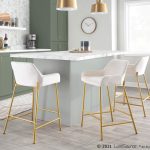 Daniella Gold and White Velvet Contemporary Counter Stools (Set of 2)