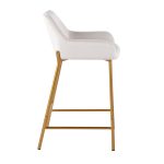 Daniella Gold and White Velvet Contemporary Counter Stools (Set of 2)