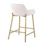 Daniella Gold and White Velvet Contemporary Counter Stools (Set of 2)