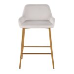 Daniella Gold and White Velvet Contemporary Counter Stools (Set of 2)