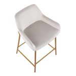 Daniella Gold and White Velvet Contemporary Counter Stools (Set of 2)