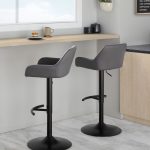 Daniella Grey Faux Leather Black Metal Contemporary Swivel Barstool (Set of 2) 14 Daniella Grey Faux Leather Black Metal Contemporary Swivel Barstool (Set of 2)