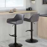 Daniella Grey Faux Leather Black Metal Contemporary Swivel Barstool (Set of 2) 15 Daniella Grey Faux Leather Black Metal Contemporary Swivel Barstool (Set of 2)