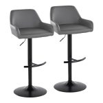 Daniella Grey Faux Leather Black Metal Contemporary Swivel Barstool (Set of 2) 16 Daniella Grey Faux Leather Black Metal Contemporary Swivel Barstool (Set of 2)