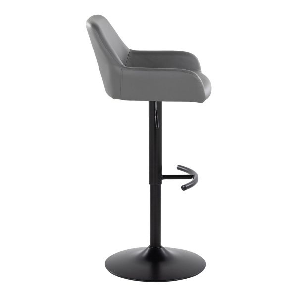 Daniella Grey Faux Leather Black Metal Contemporary Swivel Barstool Set of 2 6