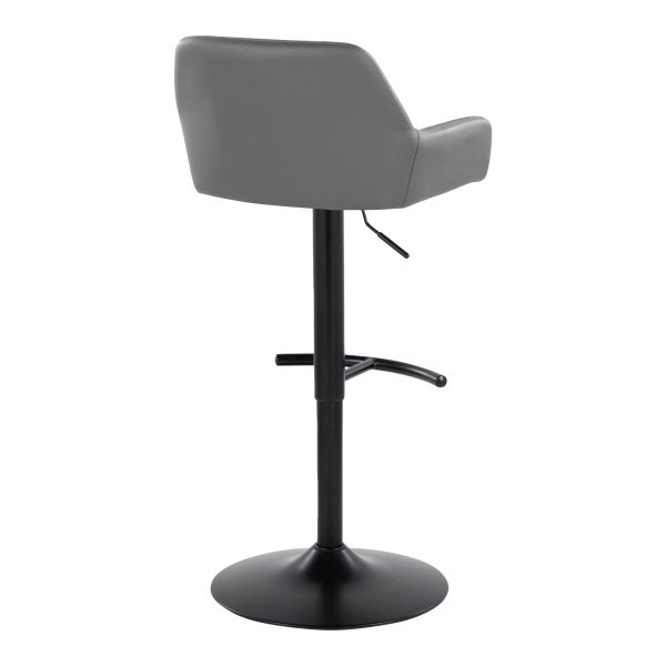 Daniella Grey Faux Leather Black Metal Contemporary Swivel Barstool Set of 2 7