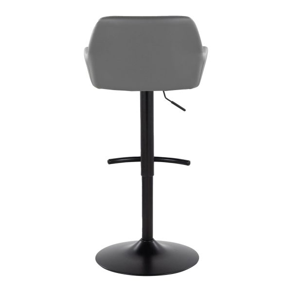Daniella Grey Faux Leather Black Metal Contemporary Swivel Barstool Set of 2 8