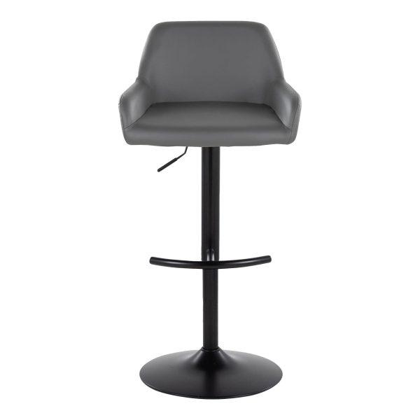 Daniella Grey Faux Leather Black Metal Contemporary Swivel Barstool Set of 2 9