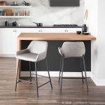 Daniella Grey Faux Leather Black Metal Counter Stools (Set of 2)