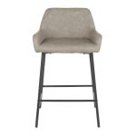 Daniella Grey Faux Leather Black Metal Counter Stools (Set of 2)