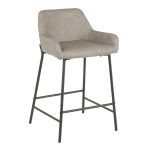 Daniella Grey Faux Leather Black Metal Counter Stools (Set of 2)