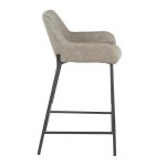 Daniella Grey Faux Leather Black Metal Counter Stools (Set of 2)