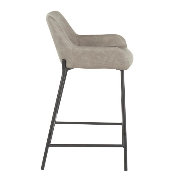Daniella Grey Faux Leather Black Metal Counter Stools Set of 2 12