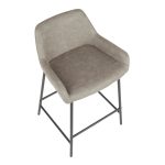 Daniella Grey Faux Leather Black Metal Counter Stools (Set of 2)
