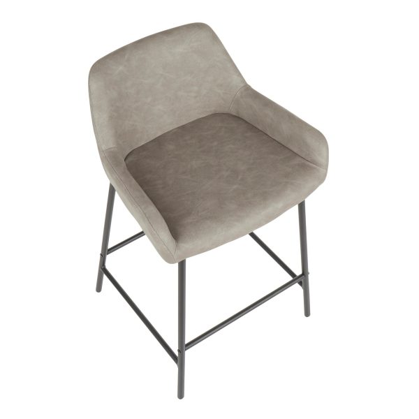 Daniella Grey Faux Leather Black Metal Counter Stools Set of 2 13