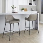 Daniella Grey Faux Leather Black Metal Counter Stools (Set of 2)