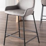 Daniella Grey Faux Leather Black Metal Counter Stools (Set of 2)