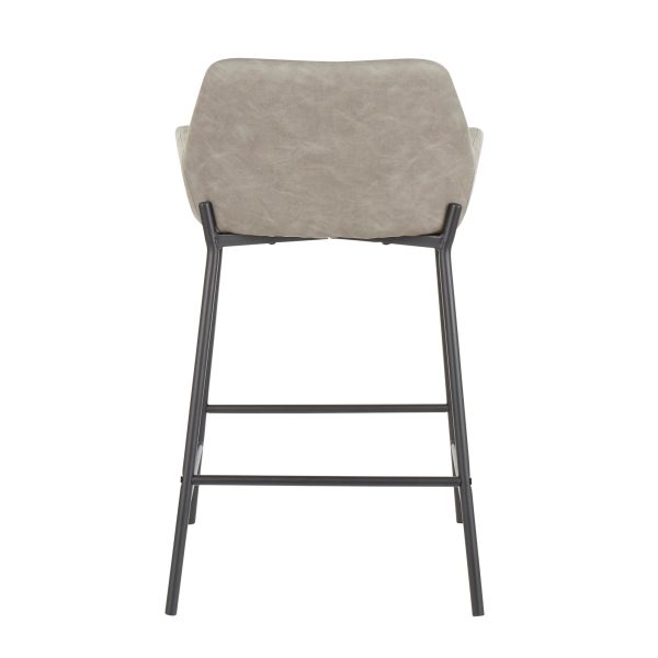 Daniella Grey Faux Leather Black Metal Counter Stools Set of 2 9